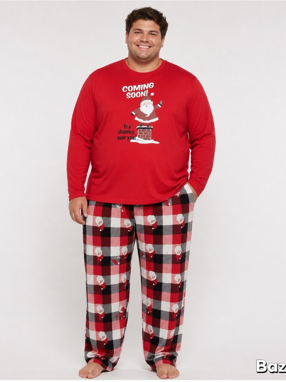 2pc Sz 2x Men’s Jammies For Your Families Santa Coming Soon Pajama Set